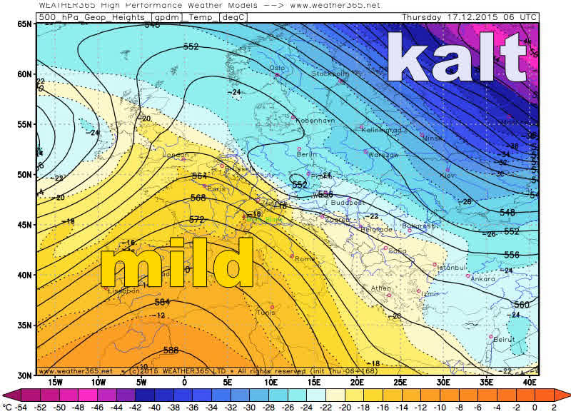 500hpa - steering level - Vorhersage 17.12.2015