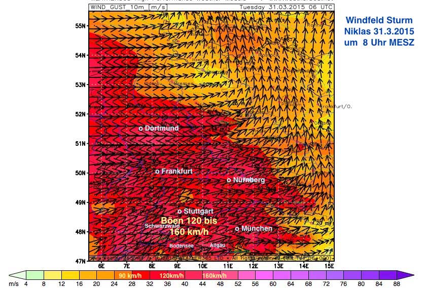 Windfeld Orkantief Niklas 31.3.2015