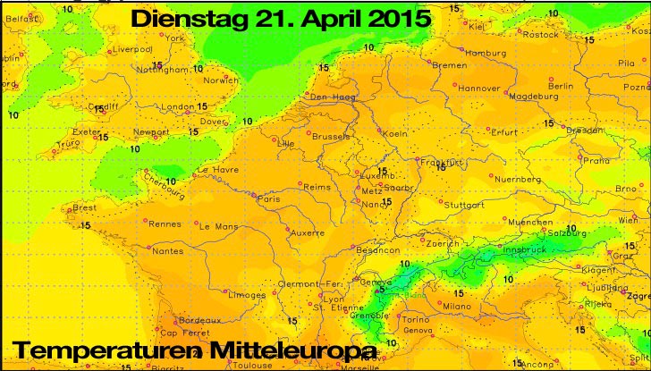 Dienstag 21. April Temperaturen Frühling